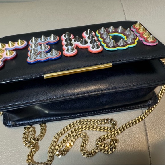 Fendi Fun Fair Black/Multicolor Studded Crossbody Logo WOC - Picture 5 of 14